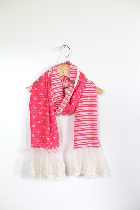 Bright Pink Stripe Lace Scarf