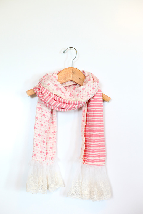 Pink Stripe Lace Scarf