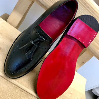 Handmade men's loafer tussles shoes, men's black leather loafer slip on shoes