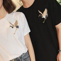 Japanese Crane Embroidered Tee - Thumbnail 1