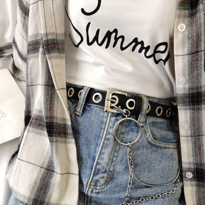 Free shipping-cyber punk belt with chain - Thumbnail 2