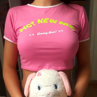 HOT NEW ME Printed Neon Pink Color Block Top - Thumbnail 1