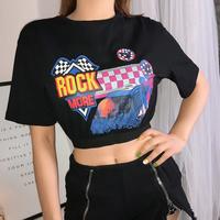 ROCK MORE Checker Printed Black Top - Thumbnail 2