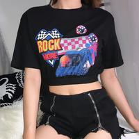 ROCK MORE Checker Printed Black Top - Thumbnail 3
