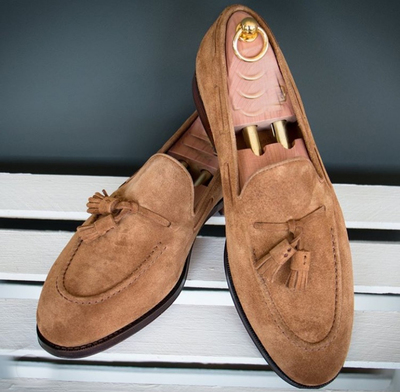 Handmade Men's Tussles Suede Shoes, Men's Brown Slip On Shoes