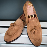 Handmade Men's Tussles Suede Shoes, Men's Brown Slip On Shoes - Thumbnail 1