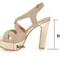 Sexy Metallic Gold Strappy High Heel Pumps - Thumbnail 4