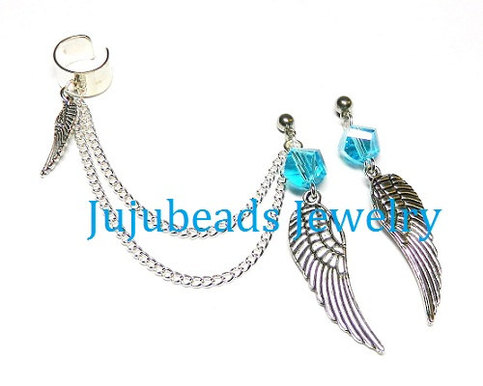 Fly Away With Me - Swarovski Wing Chain Ear Cuff Earring