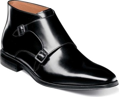 Handmade Leather Strap Boot, Men's Double Monk Half Ankle Boot, Dress Formal