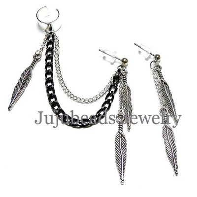 Feather falls - chain ear cuff earring set