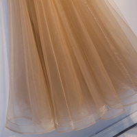 Gold v neck tulle lace prom dress, evening dress - Thumbnail 2