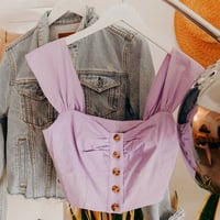 V-neck Pastel Purple Button Cardigan Cami Top - Thumbnail 1