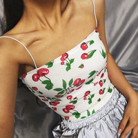 Cherry Print Camisole Top in White / Black - Thumbnail 1