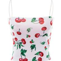 Cherry Print Camisole Top in White / Black - Thumbnail 2