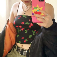 Cherry Print Camisole Top in White / Black - Thumbnail 4