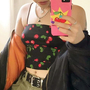 Cherry Print Camisole Top in White / Black-4
