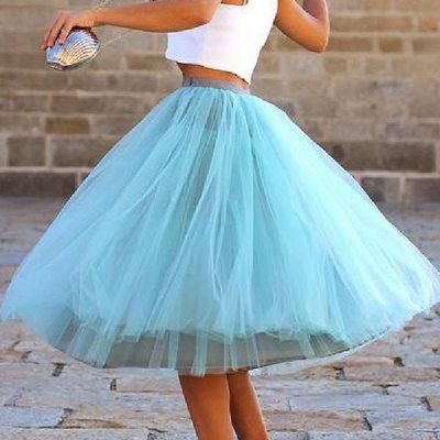 Mint green tulle women's skirt - Thumbnail 4