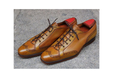 New Handmade Men Wing Tip Leather Brown Dress Shoes