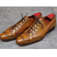 New Handmade Men Wing Tip Leather Brown Dress Shoes - Thumbnail 1