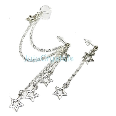 Bunch o star charms ear cuff earrings set
