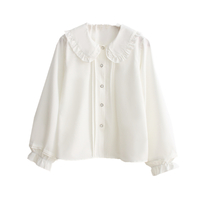 New doll collar shirt ruffled blouses - Thumbnail 4