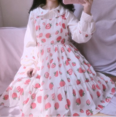 New strawberry milk JSK suspender dress