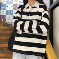 Harajuku Color Block Stripe Polo Shirt - Thumbnail 1