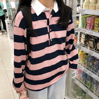 Harajuku Color Block Stripe Polo Shirt - Thumbnail 3