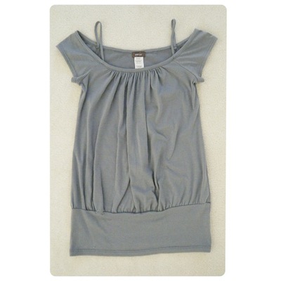 Grey off the shoulder blouson top