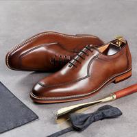 Handmade Men Square Toe Brown & Black Leather Dress Formal Slip On Shoes - Thumbnail 4