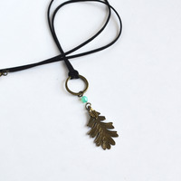 Oak Leaf Necklace, Autumn Necklace, Fall Jewelry, Leaf Necklace - Thumbnail 2