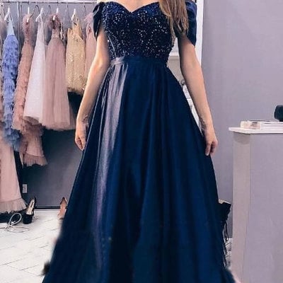 Off the shoulder long prom dresses with rhinstone - Thumbnail 4