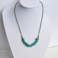 Tribal Turquoise Necklace, Long Tribal Inspired Necklace - Thumbnail 3