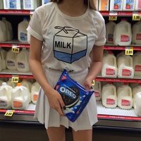  Japanese Harajuku Cute Soft Milk Box Print  Short Sleeve T shirt Tops - Thumbnail 2