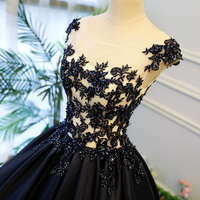 Dark blue lace long prom gown, evening dress - Thumbnail 3