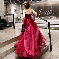 Stylish v neck tulle long prom dress, evening dress - Thumbnail 3