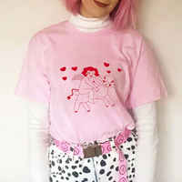 Angel Heart Printed Pastel Pink Tee - Thumbnail 1
