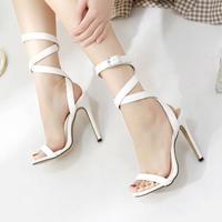 Buckle Diamonds Women Fashion Peep Toe High Heels Shoes G2987 - Thumbnail 2