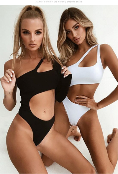 Women's Sexy One Shoulder Bathing Suit Cut Out One Piece Swimsuit