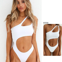 Women's Sexy One Shoulder Bathing Suit Cut Out One Piece Swimsuit - Thumbnail 1