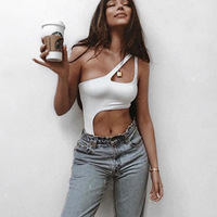 Women's Sexy One Shoulder Bathing Suit Cut Out One Piece Swimsuit - Thumbnail 2