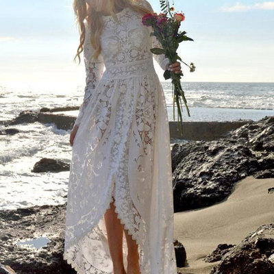 Boho long sleeves wedding dresses bridal gowns - Thumbnail 5