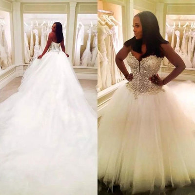 Sweetheart tulle wedding dresses bridal gowns with rhinestone - Thumbnail 5