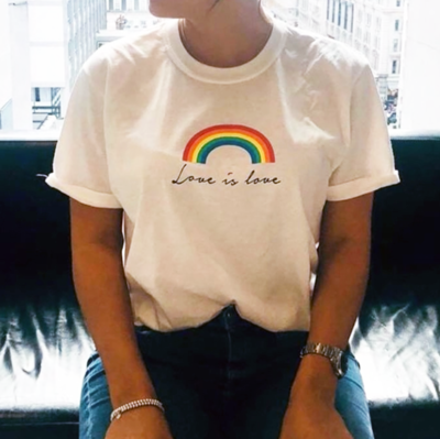 Free Shipping-LOVE IS LOVE RAINBOW TEE