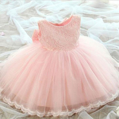 Lace flower girl dresses with bowknot - Thumbnail 5