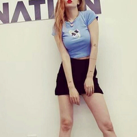 Cute Rainbow Dog Printed Pastel Blue Tee - Thumbnail 2