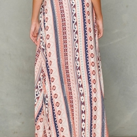 High Waist Printed Long Boho Skirt - Thumbnail 2