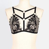 Sexy Women Solid Lace Bralette Bustier Crop Top Bra - Thumbnail 2