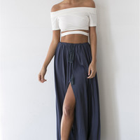 Solid Coilor Full Length Boho Maxi Skirts - Thumbnail 3