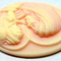 4 of 40x30 MM Virgin Mary Cradling Baby Jesus Cameos Cream over Pink Loving - Thumbnail 4